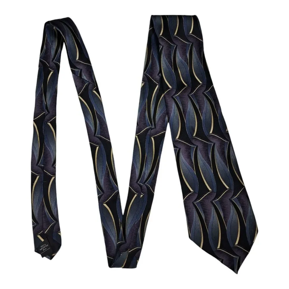 Vintage Essante Men's Tie Geometric Imported Silk 3.5 x 60 Classic Workwear USA‎